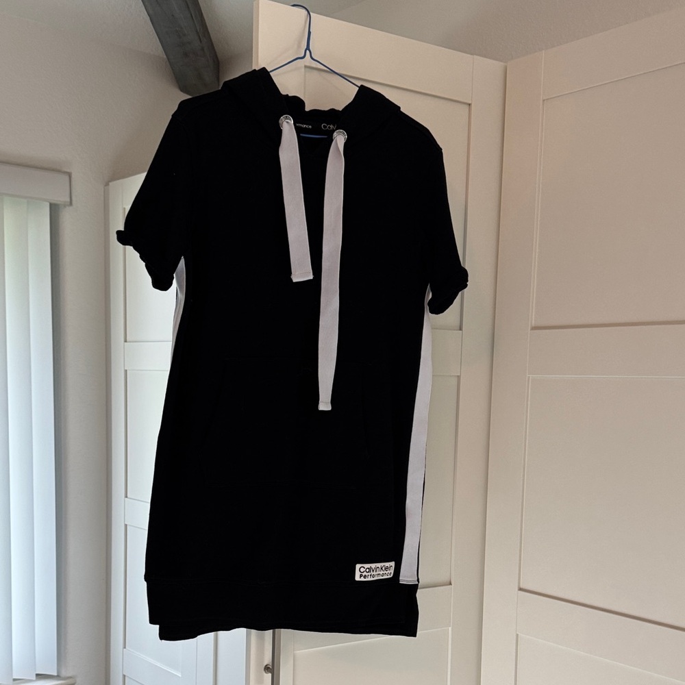 Calvin Klein Black and White Hoodie Dress